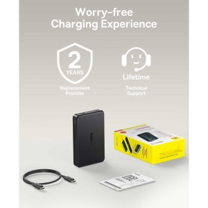 پاوربانک وایرلس مگنتی باسئوس مدل Airpow 2 Qi2 ظرفیت 10000 میلی آمپر ساعت توان 22.5 وات
